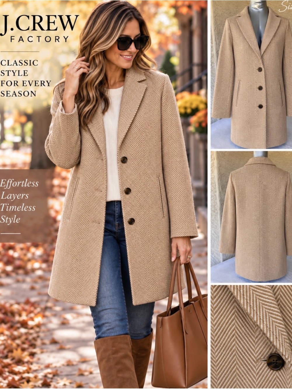 J.Crew Factory Herringbone Unlined Blazer Coat Size 6